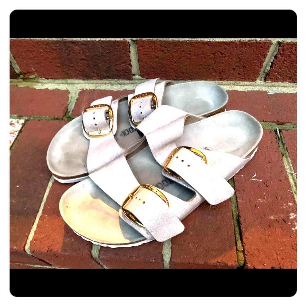 Birkenstock Arizona Washed Pink Metallic Sandals